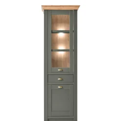 68x207x45 Landhaus Vitrine in Graugrün - Eylan