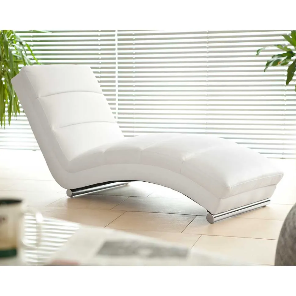 60x82x170 Loungeliege in Weiß & Chrom - Onjamy