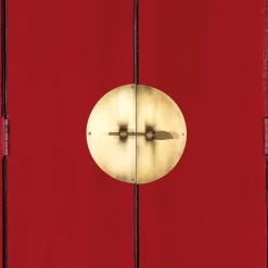 60x180x35 Massivholz Schrank in Rot lackiert - Iscian