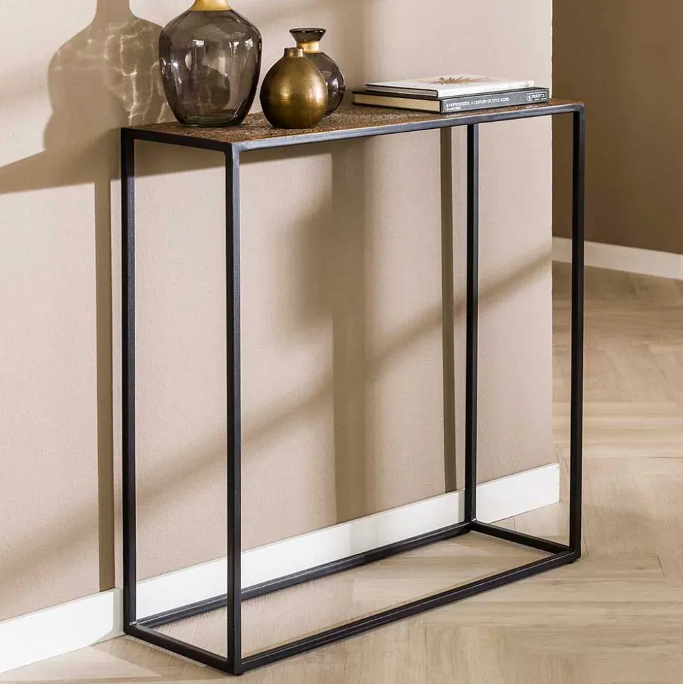 75x75x25 Metall Konsolentisch in Bronze - Christine