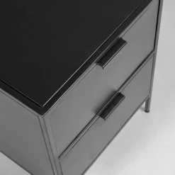 40x50x35 Metall Nachtkommode in Schwarz - Magde