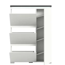 95x127x18 Midi Schuhschrank mit drei Klappen & Tür - Suad