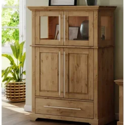94x133x39 Modern Country Highboard aus Kiefer massiv - Noellisa