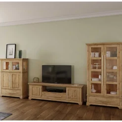 94x133x39 Modern Country Highboard aus Kiefer massiv - Noellisa