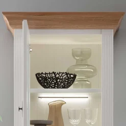 72x199x45 Modern Country Vitrinenschrank in Weiß - Henry