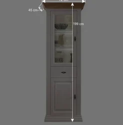72x199x45 Modern Country Vitrinenschrank in Weiß - Henry