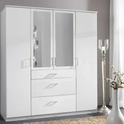 179x199x58 Moderner Kleiderschrank in Weiß mit Spiegeln - Cador