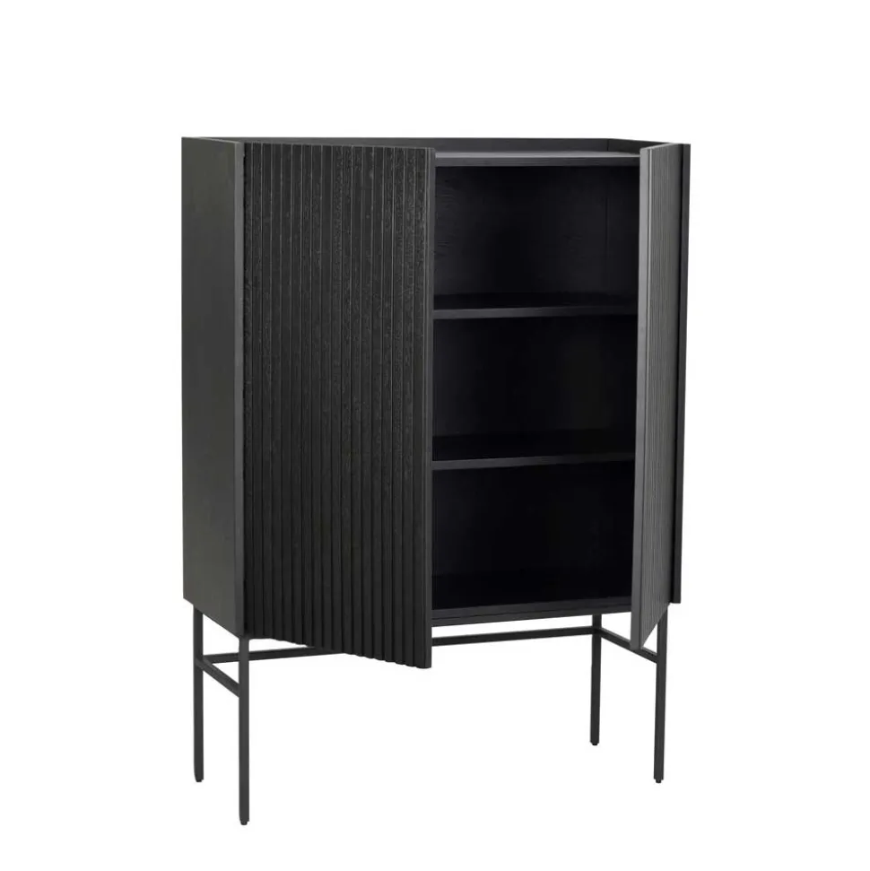 100x140x40 Modernes Highboard in Schwarz - Gragano