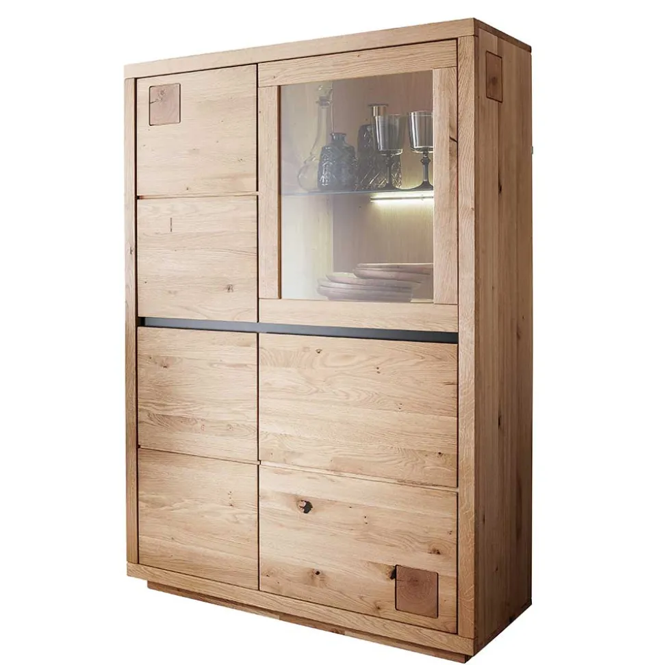 103x148x40 Modernes Holz-Highboard mit Glaseinsatz - Embleys