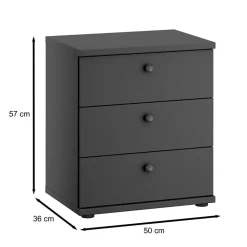 50x57x36 Nachtkommode in Dunkelgrau - Mataram