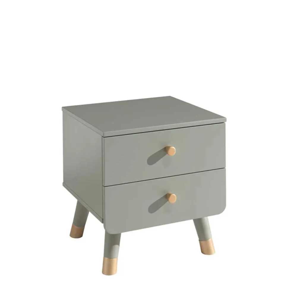 44x46x40 Nachtkommode in Graugrün & Gold - Ofmany
