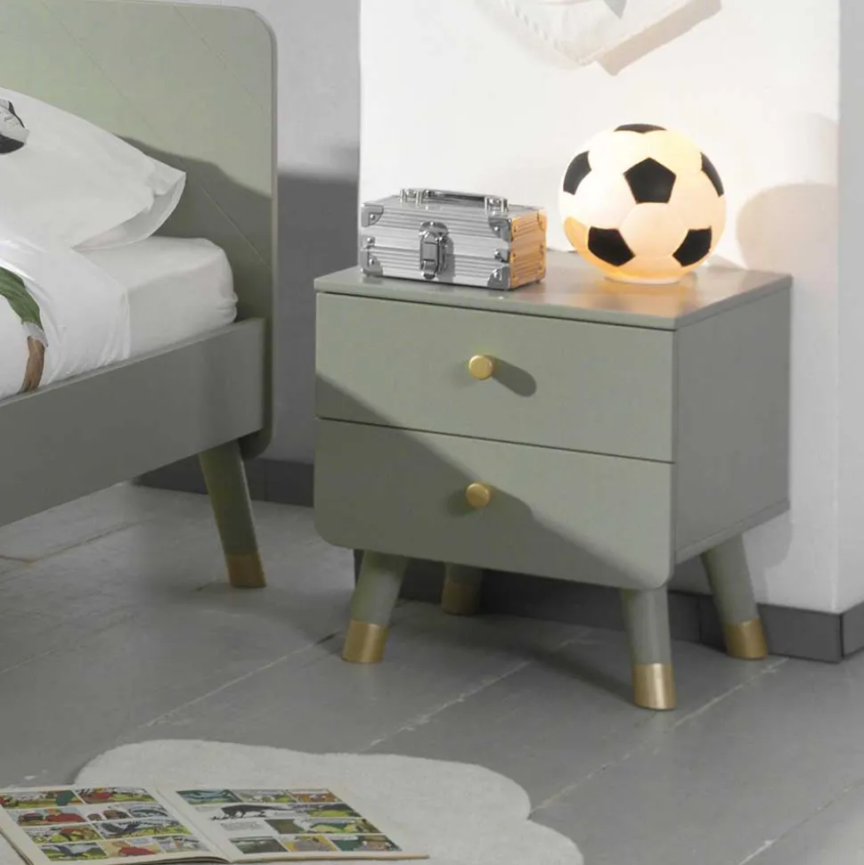 44x46x40 Nachtkommode in Graugrün & Gold - Ofmany