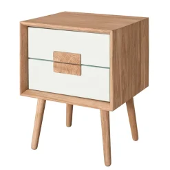 40x50x40 Nachtkommode in Weiß & Eiche - Julecas