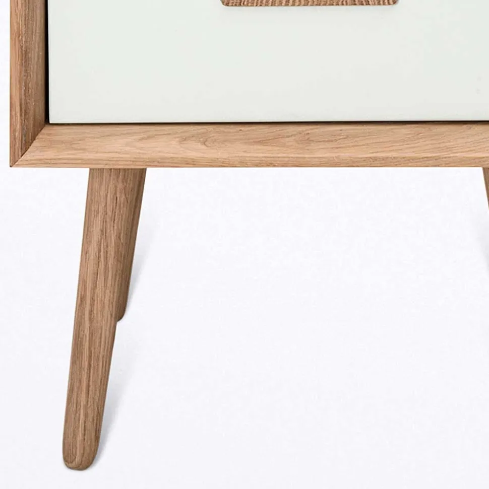 40x50x40 Nachtkommode in Weiß & Eiche - Julecas