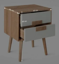 40x50x40 Nachtkommode in Weiß & Eiche - Julecas