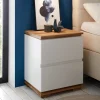 48x59x40 Nachtkommode in Weiß & Eiche - Sennpa