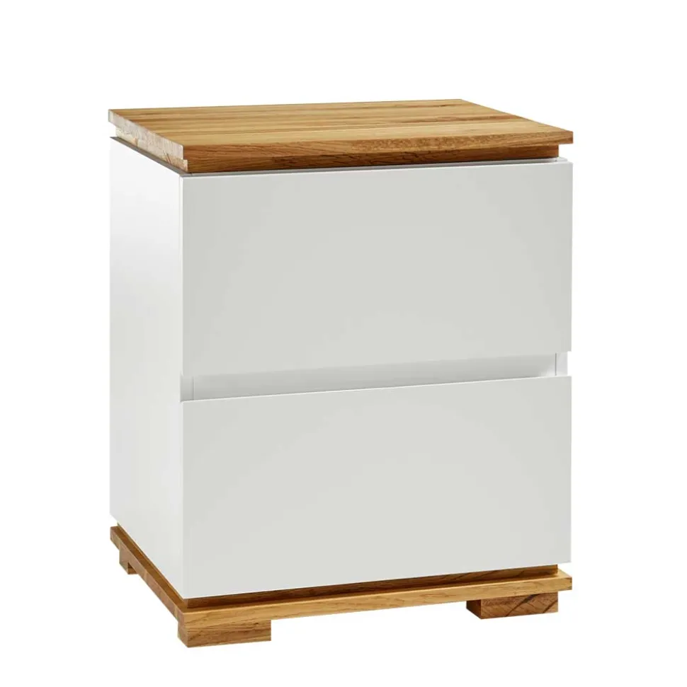 48x59x40 Nachtkommode in Weiß & Eiche - Sennpa