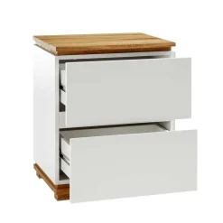 48x59x40 Nachtkommode in Weiß & Eiche - Sennpa
