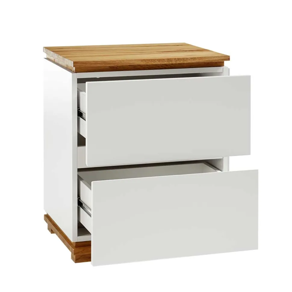 48x59x40 Nachtkommode in Weiß & Eiche - Sennpa