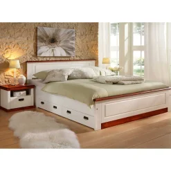 52x40x37 Nachtkommode in Weiß & Kirschbaum - Vendirai