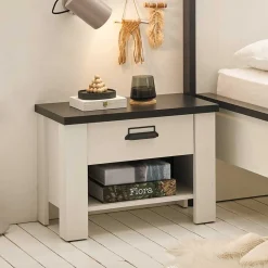 60x46x39 Nachtkommode mit Fach und Schublade - Tramos