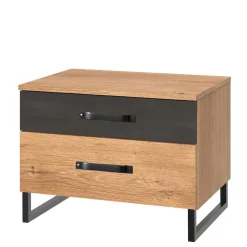 58x45x41 Nachttisch in Eiche & Schwarzgrau - Bram