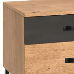 58x45x41 Nachttisch in Eiche & Schwarzgrau - Bram