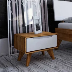 47x33x30 Nachttisch mit Schublade in Weiß - Diesta