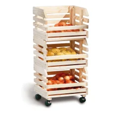 37x80x30 Obst & Gemüse Regal aus Massivholz - Yutaha