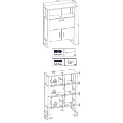 101x134x39 Offener Schrank in Nussbaum NB - Dudleys