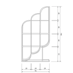 96x190x35 Offenes Regal in Altmessing Metall - Valencra