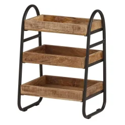 44x65x35 Offenes Regal mit 3 Holzablagen - Toma