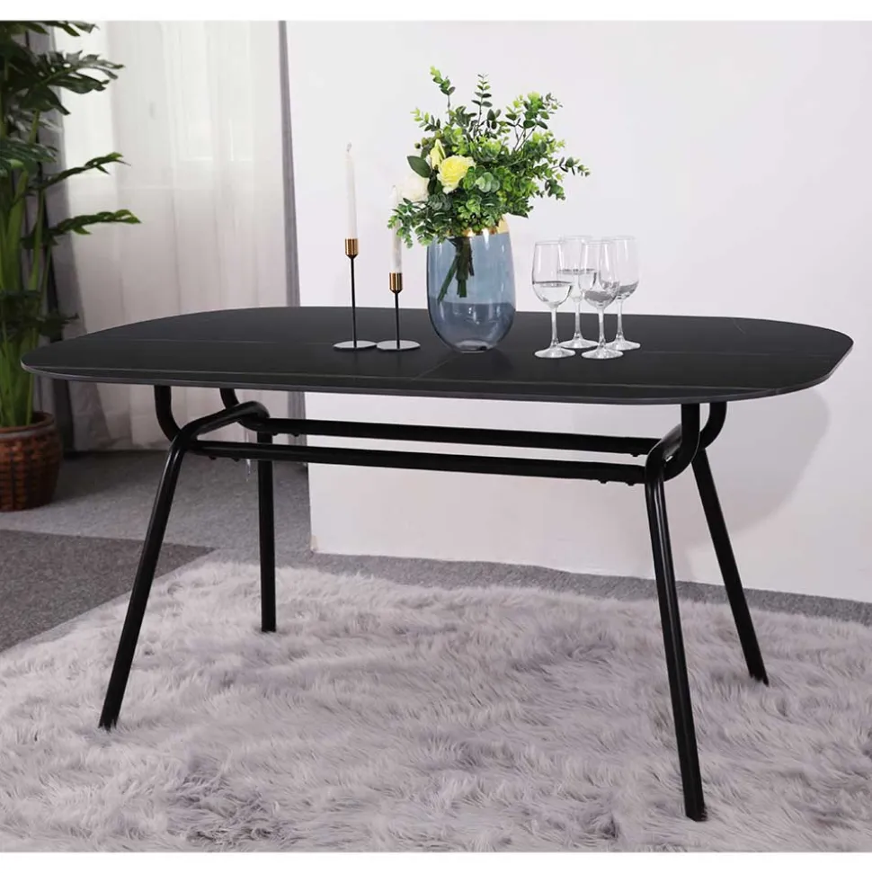 150x75x90 Ovaler Esstisch aus Sinterstein - Bostian