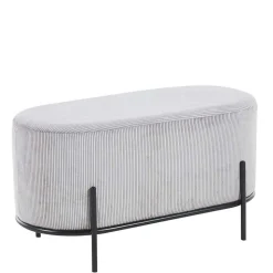 80x42x40 Ovaler Polsterhocker in Hellgrau - Piava