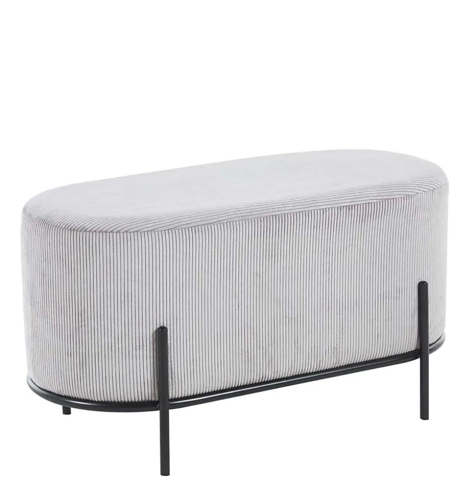 80x42x40 Ovaler Polsterhocker in Hellgrau - Piava