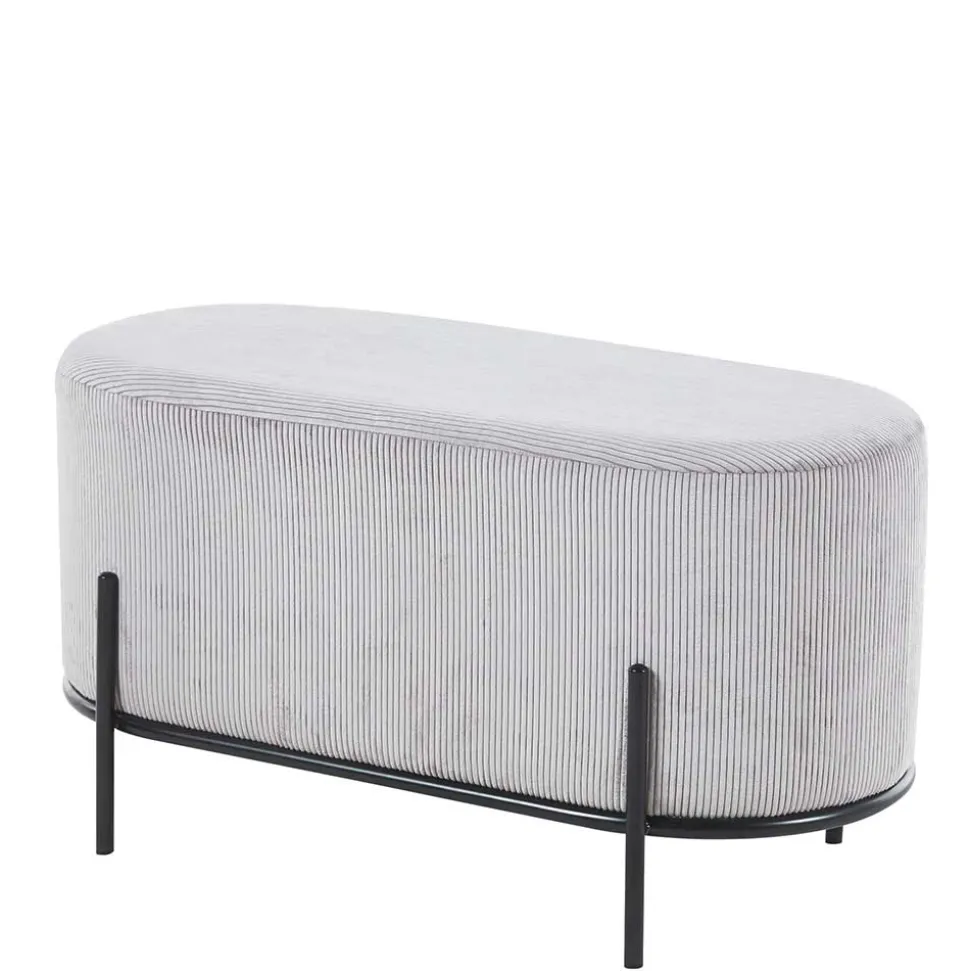 80x42x40 Ovaler Polsterhocker in Hellgrau - Piava