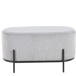 80x42x40 Ovaler Polsterhocker in Hellgrau - Piava