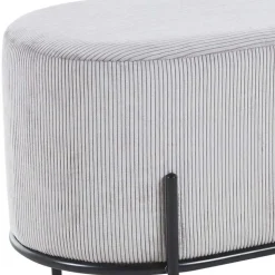 80x42x40 Ovaler Polsterhocker in Hellgrau - Piava