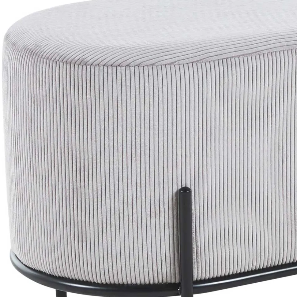 80x42x40 Ovaler Polsterhocker in Hellgrau - Piava