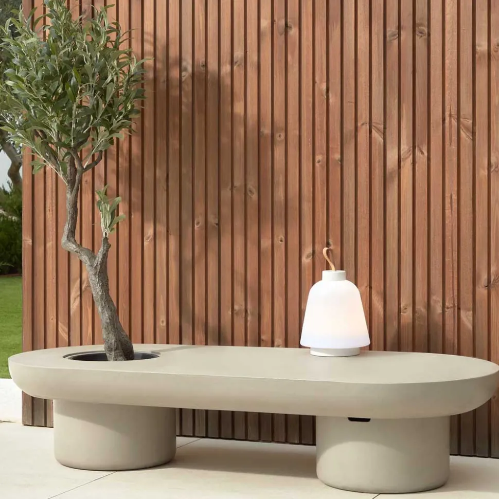 140x30x60 Ovaler Tisch aus Leichtbeton - Catania