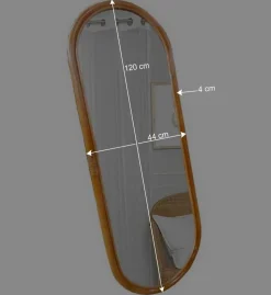 44x120x4 Ovaler Wandspiegel mit Rattan Rahmen - Offia