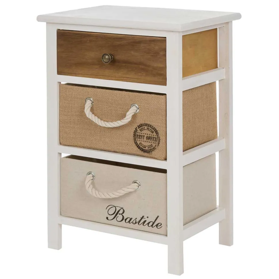 38x57x28 Paulownia Kommode in Weiß & Braun - Amare