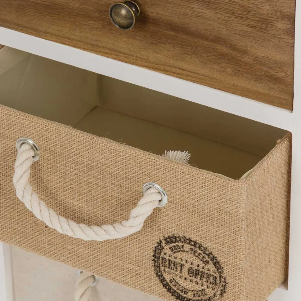 38x57x28 Paulownia Kommode in Weiß & Braun - Amare