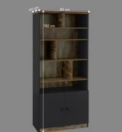 80x182x40 Regal in Holz verwittert - Guerrero