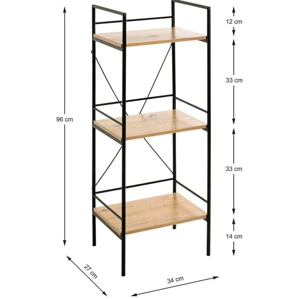 34x96x27 Regal mit drei Böden in Eiche - Cambossa