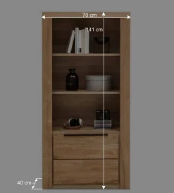 70x141x40 Regal mit Türfach in Eiche - Nelenia