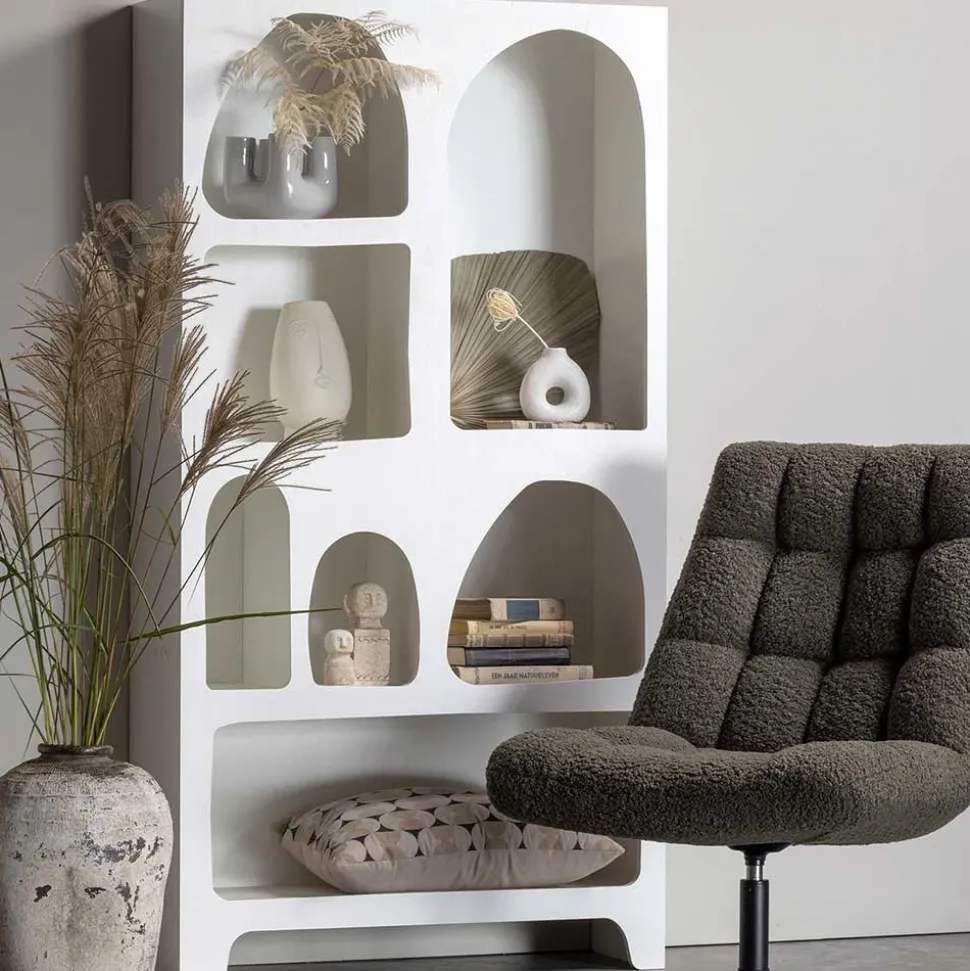 95x180x32 Retro Design Regal in Weiß - Tom