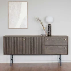 160x75x42 Retro Design Sideboard in Eiche dunkel - Cuzliav