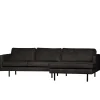 300x85x155 Retro Eckcouch in Schwarz - Avonita