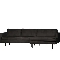 300x85x155 Retro Eckcouch in Schwarz - Avonita